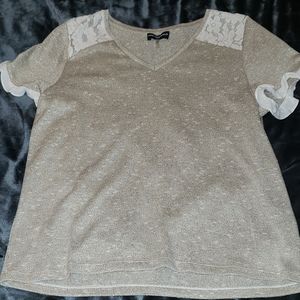Karl Lagerfeld Paris - Gold Top with Lace - Lg